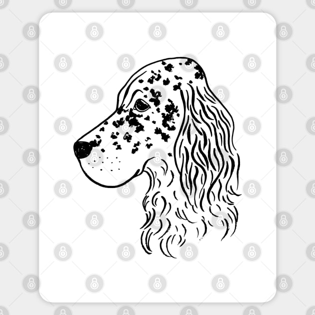 English Setter (Black and White) Sticker by illucalliart